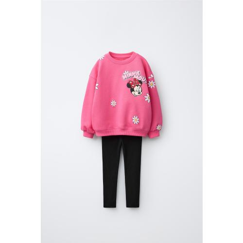 MINNIE MOUSE © DISNEY RIBBED SWEATSHIRT AND LEGGINGS SET - Fuchsia | ZARA United States