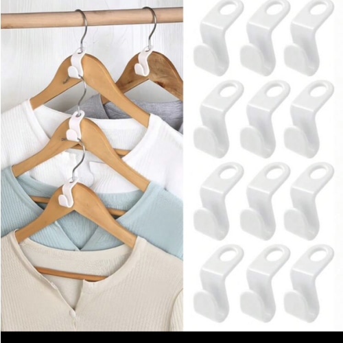 20 Space Saving Clothes Hangers - Clothing Hook Connectors Stackable Hangers Save Space, Plastic Wardrobe Organizers And Storage Hooks Extender For Heavy Duty Layered Hanging