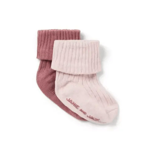 Baby Soft Pink Heather And Pink Clay Baby Ribbed Sock Set by Janie and Jack