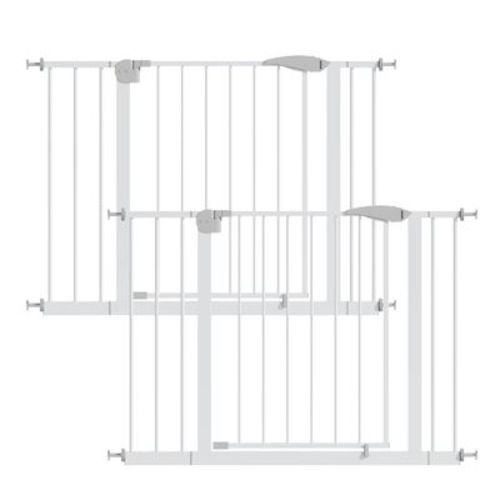 2 Pack Baby Gate, 29.5–44.1 in Pressure Mounted Walk-Through Gate for Doorways, Stairs and Pets, White