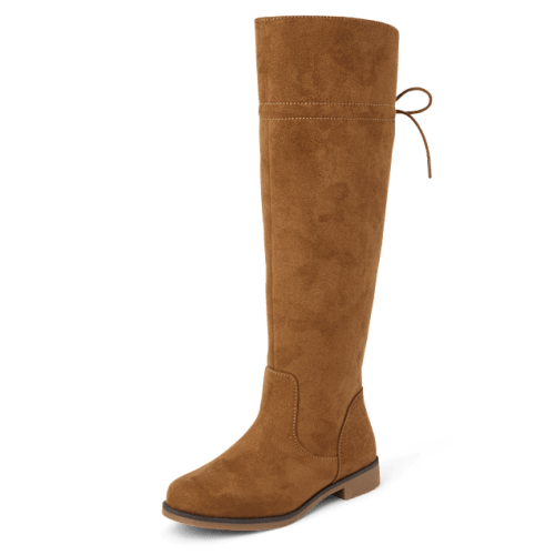 Girls Bow Over The Knee Boots - Brown