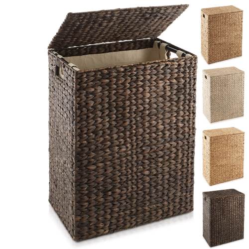 Large Laundry Hamper Basket w Lid and Liner Water Hyacinth