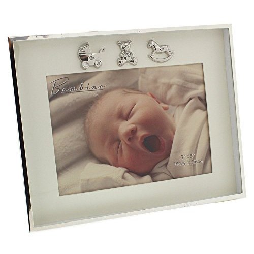 Haysom Interiors Charming and Simplistic Silver and Ivory Newborn Baby 7" x 5" Photo Frame