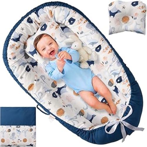 Totsi Baby Lounger with Pillow & Blanket | Ultra-Soft Baby Nest | Machine Washable Infant Lounger 0-24 Months | Adjustable Infant Nest for Travel | Baby Nest for Newborn