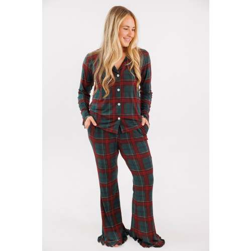 Holiday Heritage Plaid Women's Long Sleeve Ruffle Set - Pre Order Ships 10/5