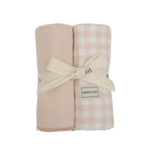 Pack Muslin Gauze Vichy Rosa+Petal · Minicoton