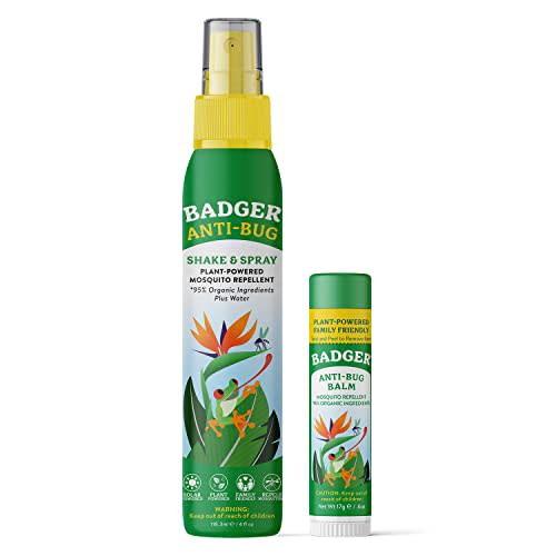 Badger Bug Spray (4oz) & Bug Repellent Balm Stick (.6oz) - Organic Deet Free Mosquito Repellent with Citronella & Lemongrass, Natural Plant Based Family Friendly Insect Repellent