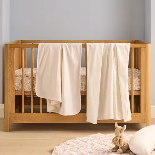 Adairs Kids - Organic Cotton Jersey Natural Marle Stripe Swaddles Pack of 2 | Adairs