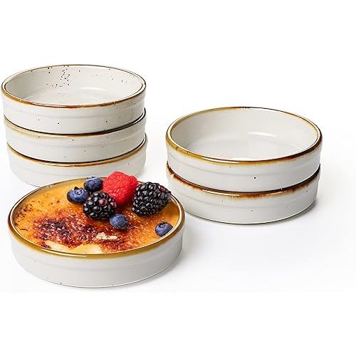 ONEMORE Ramekins 4 oz - Oven Safe Shallow Ramekins for Creme Brulee - Set of 6