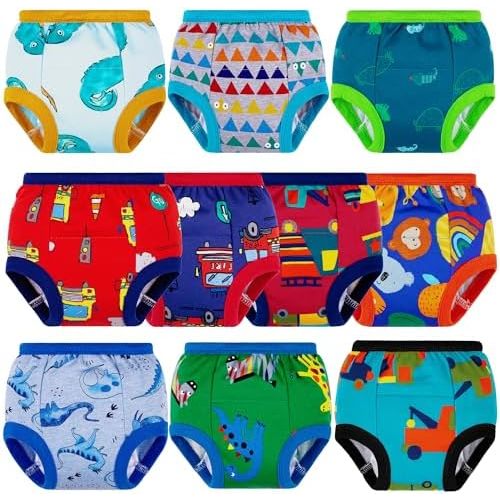 BIG ELEPHANT Toddler Training Pants, Soft Cotton Absorbent Training Underwear for Baby Boys & Girls