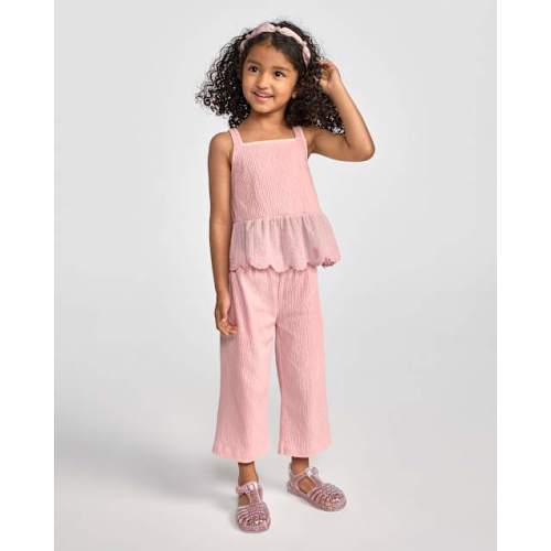 Toddler Girls Textured Eyelet 2-Piece Outfit Set - Pink