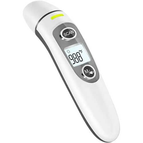 Thermometer for Adults,Touchless Digital Infrared Thermometer for Fever, Ear and Forehead Thermometer for Baby and Kids, with LCD Screen, Memory Recall, Fever Alarm (White)