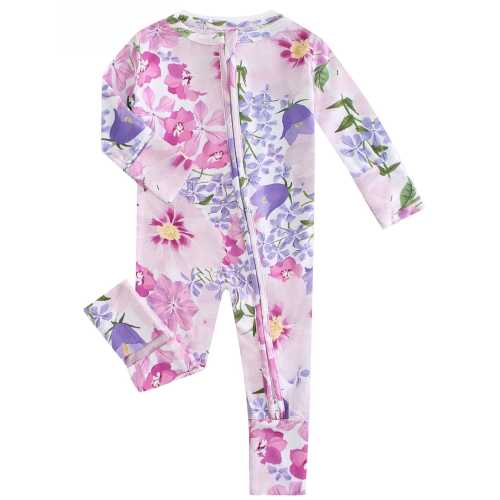 PoshTOT Morning Glory Bamboo Baby Convertible Zippy Romper
