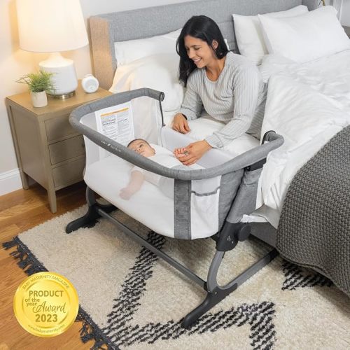 Baby Delight Beside Me Dreamer Bassinet | Bedside Sleeper | 7-Position Height Adjustment | Charcoal Tweed