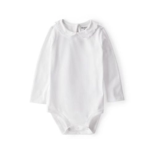 Baby Girls Scalloped Collar Long-Sleeve Bodysuit