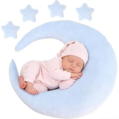 Newborn Photography Props 5Pcs Baby Moon Star Pillow Set Newborn Photography Posing Pillows Adjustable Photography Props, Blue