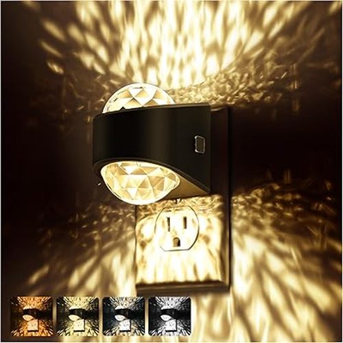 Briignite Night Light Plug into Wall, Color Changing Night Light for Kids, 3CCT Diamond Design with Galaxy Star Projector, Dusk to Dawn Sensor for Nursery Bathroom Bedroom Gaming Room Decor Gift