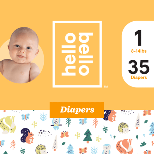 Hello Bello Diapers Jumbo Pack - Fuzzy Forest Friends - Size 1 (35ct)