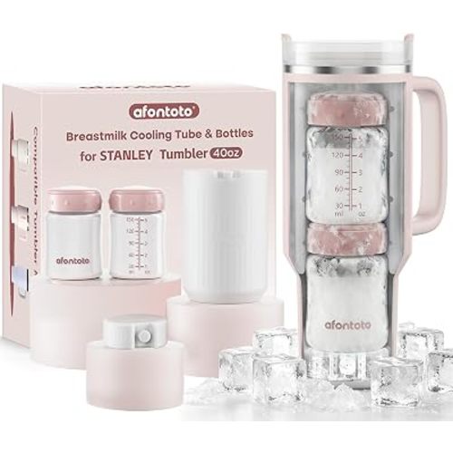 Breast Milk Cooler Compatible with Stanley Cup (40oz), Portable Breastmilk Cooler Fit 40oz Stanley Tumbler for 12H+ Safe Storage, Privacy-Protecting Breastmilk Chiller with 2pcs Milk Storage Bottle