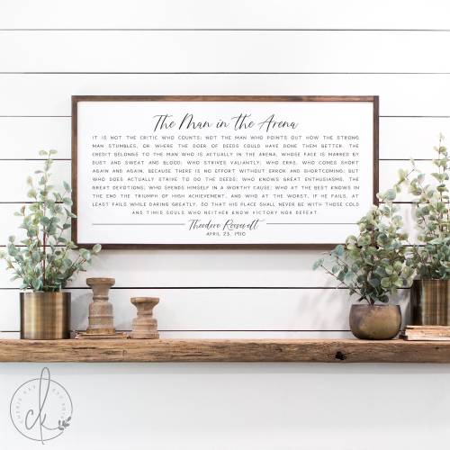 inspirational signs | The Man in the Arena sign | home decor sign | office wall decor | motivational signs | office signs | D1