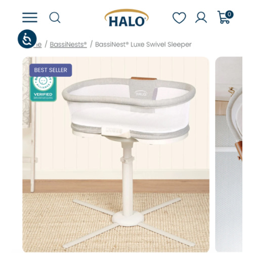 HALO - BassiNest Luxe Vibrating Bassinet, Bedside Sleeper - white