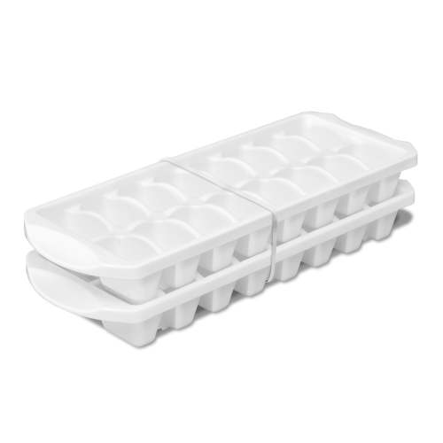 Mainstays Set of Two Stacking Ice Cube Trays, Freezer-Safe, Durable Food-Safe Plastic, BPA-Free, White