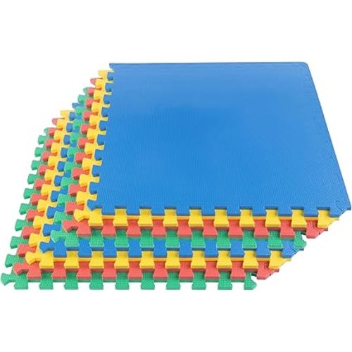 EVA Foam Mat Tiles - Interlocking Padding for Garage, Playroom, or Gym Flooring - Workout Mat or Baby Playmat by Stalwart