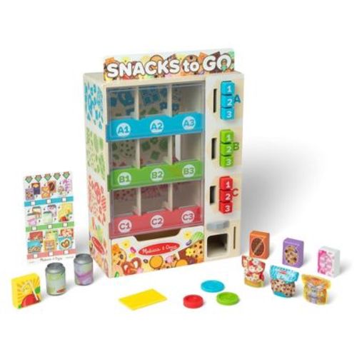 Melissa & Doug Sort Stock Select Wooden Food Vending Machine Toy Play Set: Pretend Kitchen Accessories, Realistic Functions