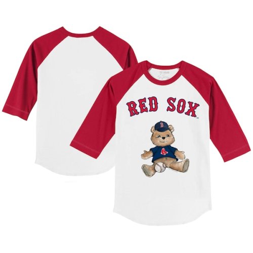 Infant Boston Red Sox Tiny Turnip White/Red Teddy Boy Raglan 3/4 Sleeve T-Shirt