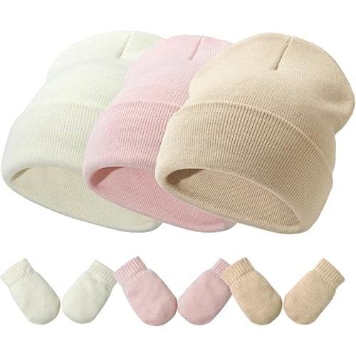 Baby Hats and Mittens Set Infant Toddler Beanie Caps Hospital Hat Set Newborn Gloves for Baby Boys Girls