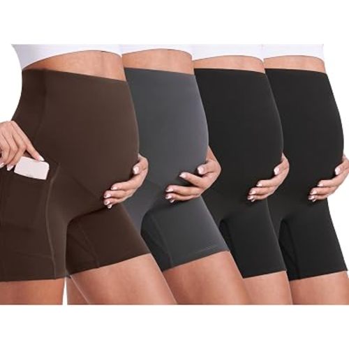 Enerful Maternity Biker Shorts with Pockets 8"/5"