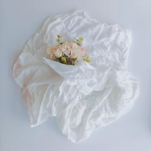 Muslin Newborn Baby Swaddle Blanket 43.5 x 47 inches(110x120cm) Unisex Swaddling Wrap Soft Silky Muslin Swaddle Blankets Neutral Receiving Blanket for Newborn Babies Boys and Girls Large White