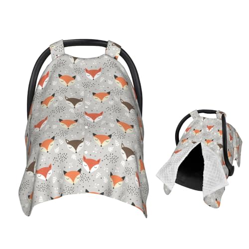Muishi Cute Forest Fox Seamless Baby Car Seat Canopy Nursing Cover for Newborn Car Seat Breastfeeding Covers Blanket Newborn Shower Gift