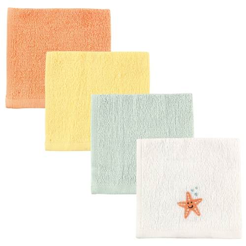 Luvable Friends Baby Unisex Super Soft Cotton Washcloths, Starfish, One Size - Starfish - One Size