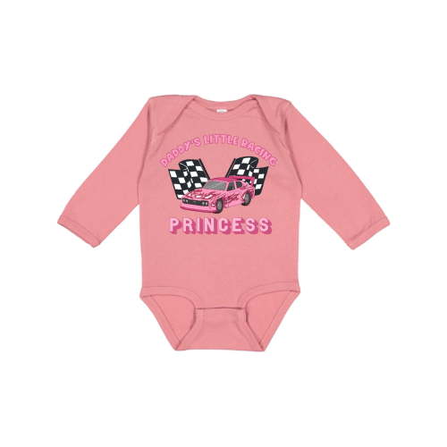 Inktastic Daddy's Racing Princess Pink Race Car Boys or Girls Long Sleeve Baby Bodysuit