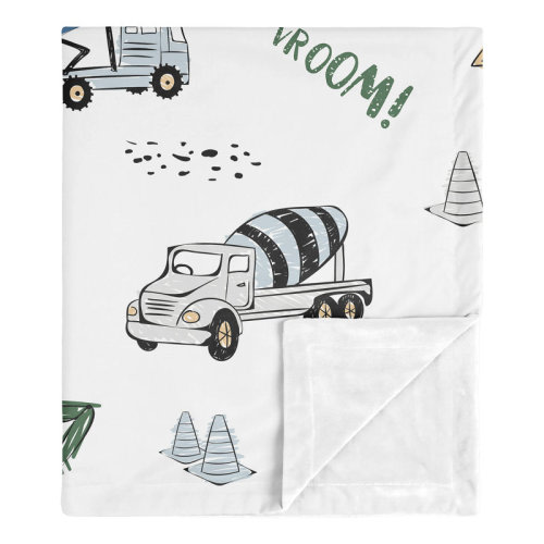 Sweet Jojo Designs Construction Truck Polyester Baby Blanket | Wayfair