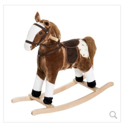 Qaba Brown and White Plush Rocking Horse Riding Toy 54-0003 | RONA