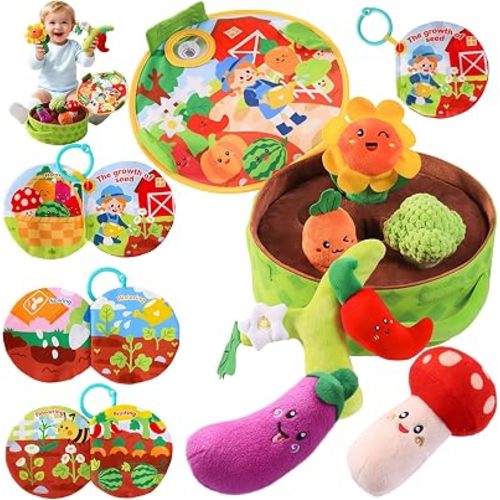 Baby Toys 6-12 Months, My First Vegetable Garden Plush Set Montessori Toys