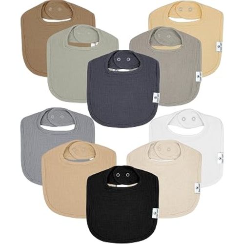 Diaper Squad 10-Pack Organic Cotton Baby Bibs for Baby Boy, Girl