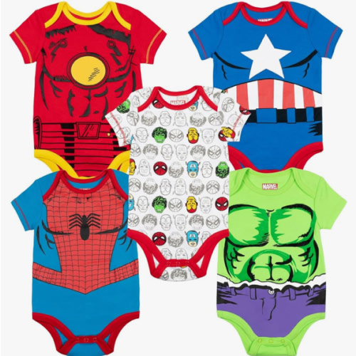 Marvel Avengers Baby 5 Pack Bodysuits Newborn to Infant Sizes (Newborn - 24 Months)
