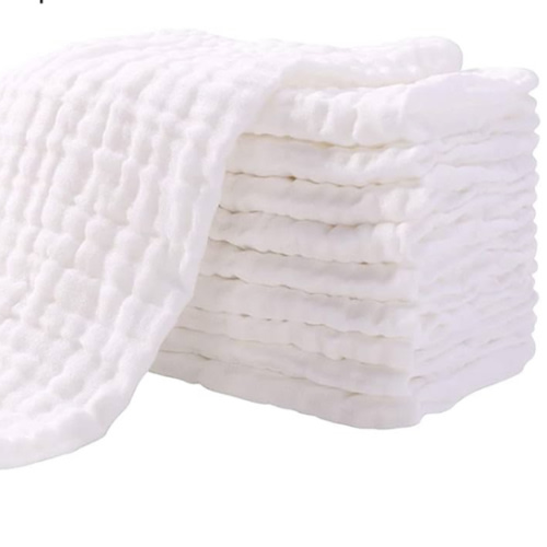 Yoofoss Muslin Burp Cloths for Baby 10 Pack 100% Organic Cotton Baby Washcloths for Boys Girls Large 20''X10'' Super Soft and Absorbent White