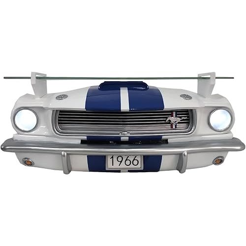 1966 Carroll Shelby GT350 Floating Shelf - LED Car Display with Tempered Glass for Vintage Car Decor + Man Cave Accessories - Classic Car Gift (19.7 x 5.9 x7.9 in)