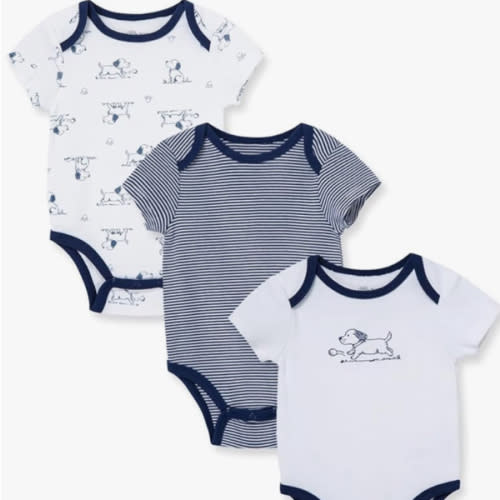 Little Me Clothes for Baby 3-Pack 100% Cotton Scratch Free Tag Bodysuits, Newborn to 9 Months