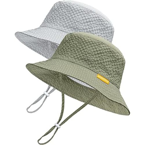 HONGTEYA Baby Sun Hat Toddler Boy Bucket Hat Kids Summer Beach Hat Wide Brim Sun Protection
