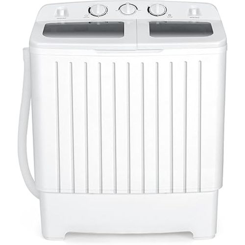 COSTWAY Portable Washing Machine, 12Lbs Washer and 8Lbs Spinner, Grey+White