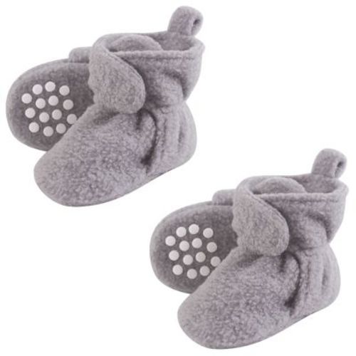 Luvable Friends Baby Cozy Fleece Booties, Heather Gray 2-Piece, 0-6 Months