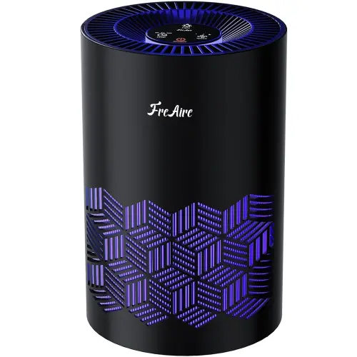 FreAire Air Purifiers for Bedroom Covers Up to 1086 Ft², Air Purifiers for Home, HEPA Air Purifier with Lights, Air Purifier Removes Dust Smoke Pollen Dander Smell, for Home/Pets/Bedroom (Black)