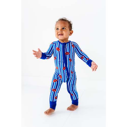 Friday Night Stripes Convertible Footies - Blue