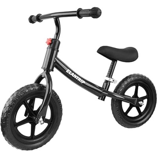 Elantrip Balance Bike, Lightweight Black Toddler Bike for 1-3 Year Old Boys, Birthday Gift Toys for 1-3 Year Old Boys and Girls, No Pedal Bikes for Kids with Adjustable Handlebar and seat