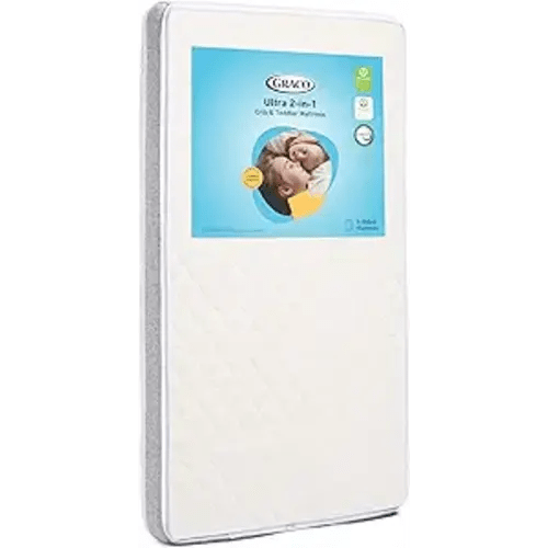 Graco Ultra 2-in-1 Premium Dual Sided Crib & Toddler Mattress - GREENGUARD Gold, CertiPUR-US Certified Foam, Machine Washable Cover with 100% Waterproof Surface, Fits Standard Crib & Toddler Beds